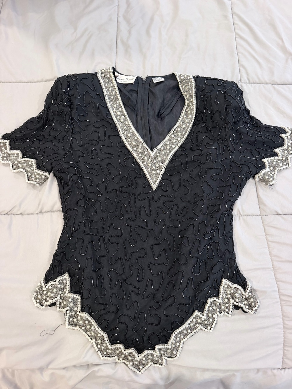 vintage Laurence Kazar black Silk beaded Too